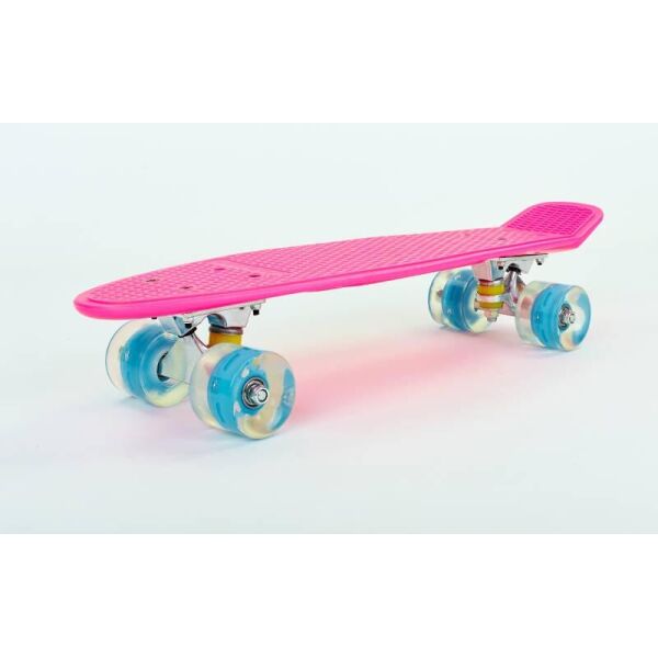 Скейтборд пластиковый Penny LED WHEELS 22in со светящимися колесами SK-5672-4 (розовый-голубой)