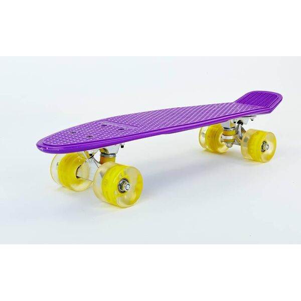

Скейтборд пластиковый Penny LED WHEELS 22in со светящимися колесами SK-5672-3 (фиолетовый-желтый)