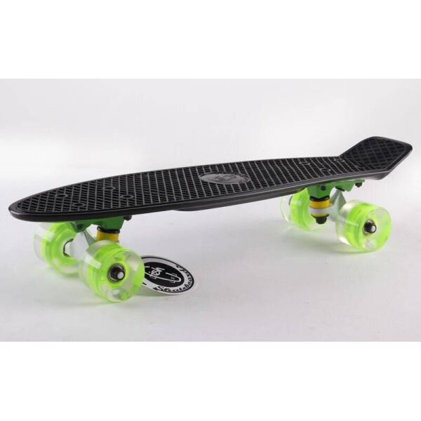 

Скейтборд пластиковый Penny LED WHEELS FISH 22in со светящимися колесами SK-405-7 (черный-сал-сал)
