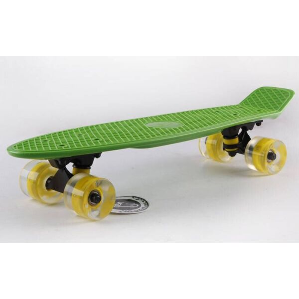 

Скейтборд пластиковый Penny LED WHEELS FISH 22in со светящимися колесами SK-405-8 (салат-чер-желтый)