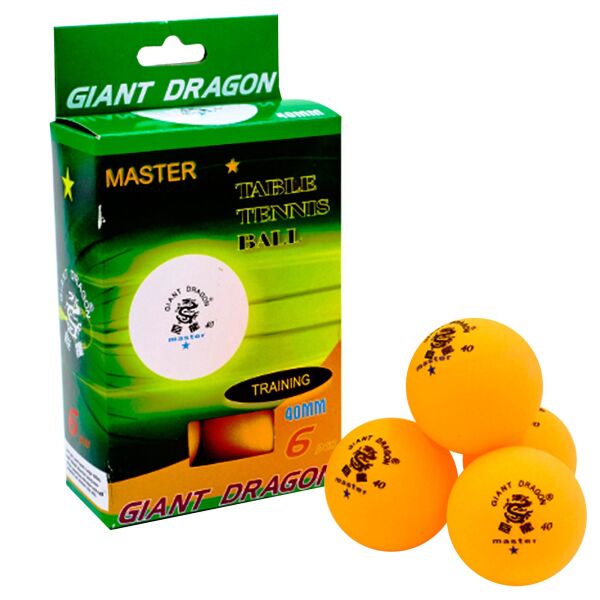 

Набор мячей для настольного тенниса 6 штук GIANT DRAGON MASTER 1* MT-5693 (целлулоид, d-40мм, желтый) 33131