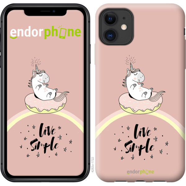 

Чехол на iPhone 11 Единорожка в пончике 4282t-1722, 2D пластик