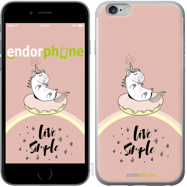 

Чехол на iPhone 6 Plus Единорожка в пончике 4282t-48, 2D пластик