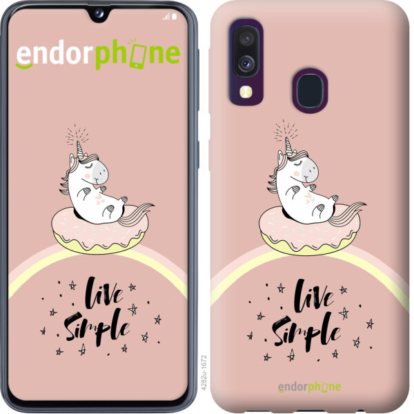 

Чехол на Samsung Galaxy A40 2019 A405F Единорожка в пончике 4282u-1672, Силикон