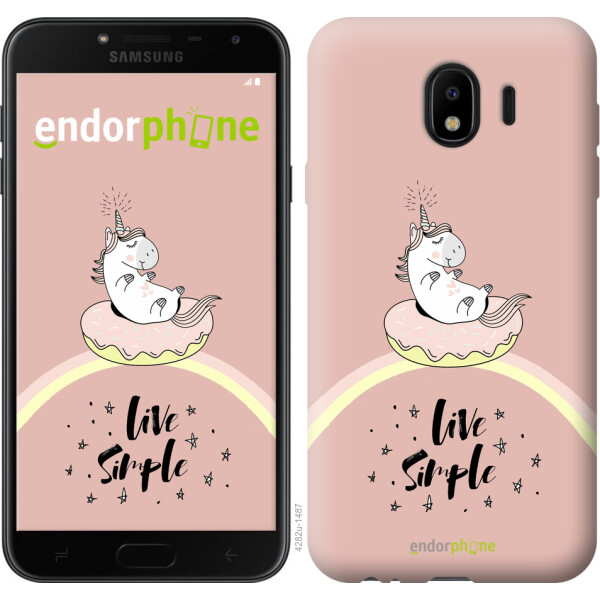

Чехол на Samsung Galaxy J4 2018 Единорожка в пончике 4282u-1487, Силикон