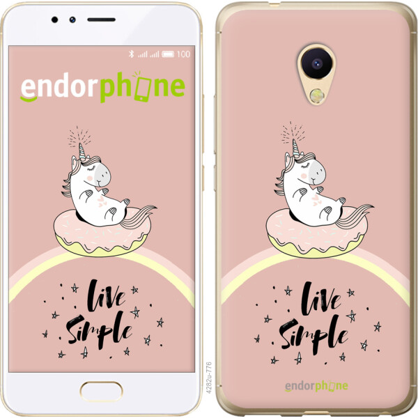 

Чехол на Meizu M5s Единорожка в пончике 4282t-776, 2D пластик
