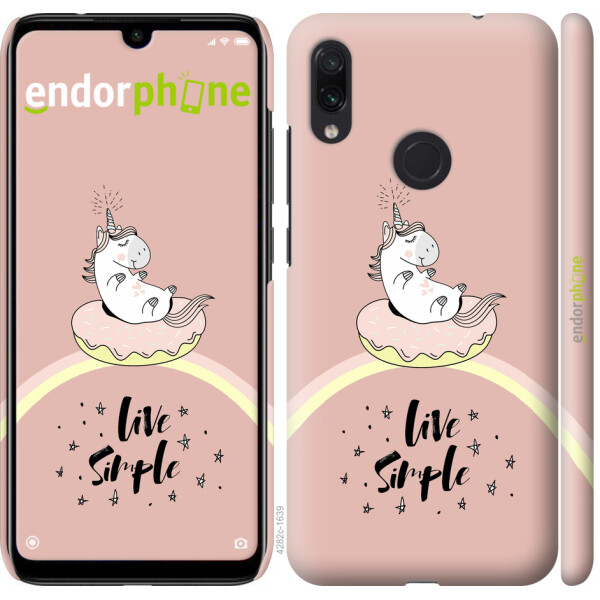 

Чехол на Xiaomi Redmi Note 7 Единорожка в пончике 4282m-1639, Пластик матовый