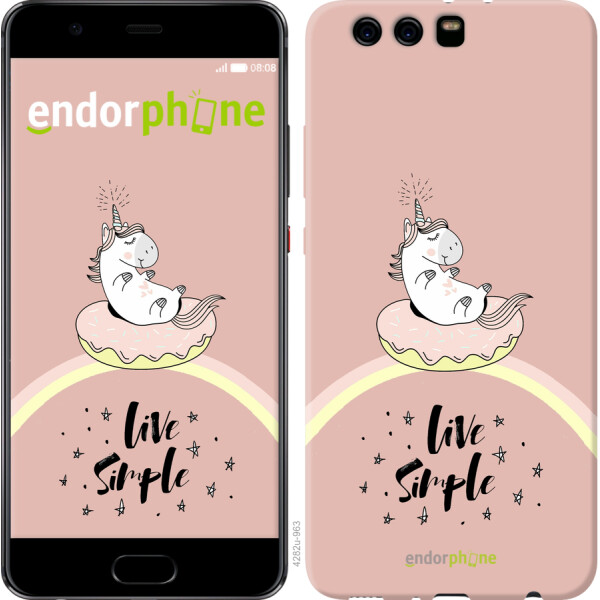 

Чехол на Huawei P10 Plus Единорожка в пончике 4282t-963, 2D пластик