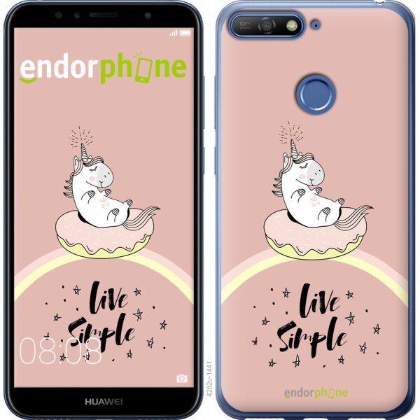 

Чехол на Huawei Y6 Prime 2018 Единорожка в пончике 4282u-1441, Силикон