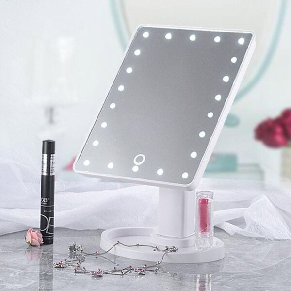 

Косметическое настольное зеркало для макияжа с подсветкой 22 LED Touch Mirror белое RN 524