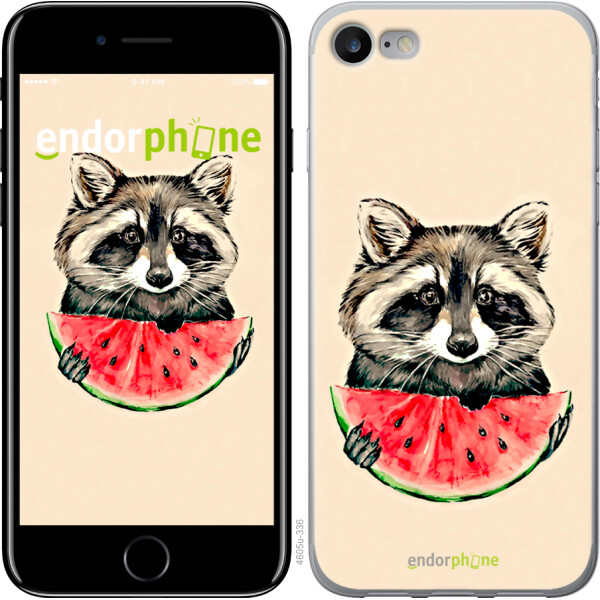 

Чехол на iPhone 7 Енотик с арбузом 4605u-336, Силикон