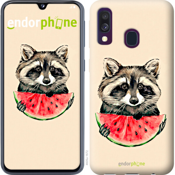 

Чехол на Samsung Galaxy A40 2019 A405F Енотик с арбузом 4605t-1672