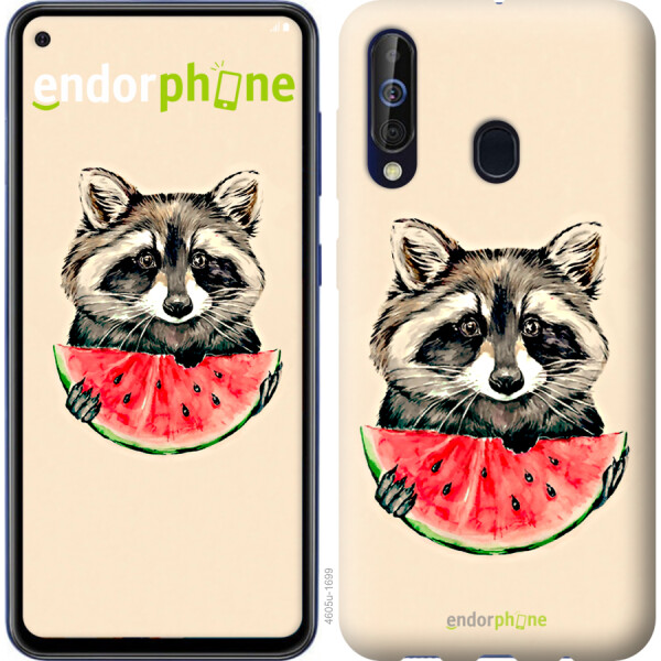 

Чехол на Samsung Galaxy A60 2019 A606F Енотик с арбузом 4605u-1699, Силикон