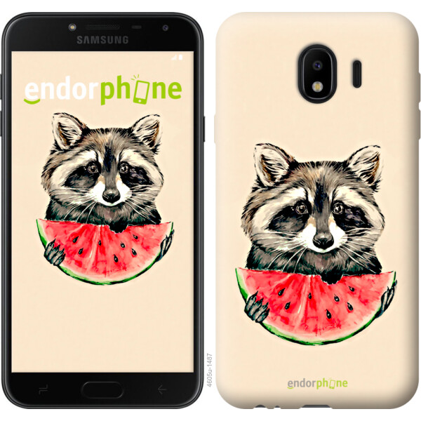 

Чехол на Samsung Galaxy J4 2018 Енотик с арбузом 4605u-1487, Силикон