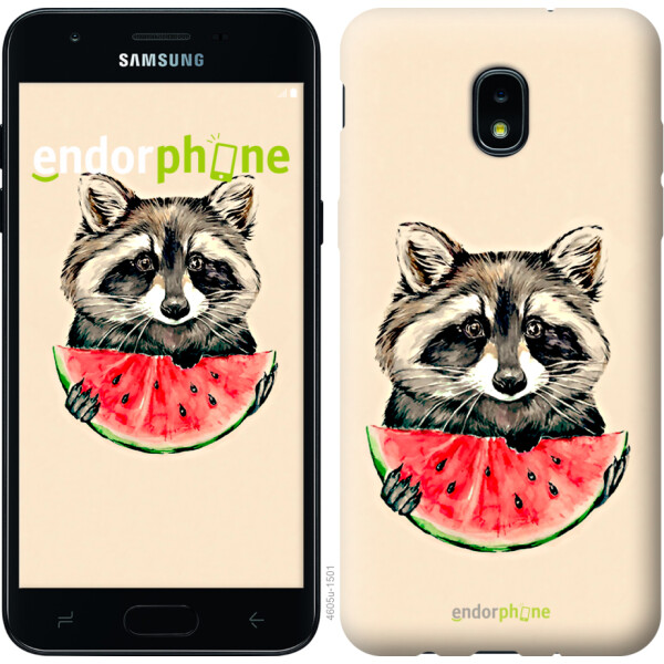 

Чехол на Samsung Galaxy J3 2018 Енотик с арбузом 4605u-1501, Силикон
