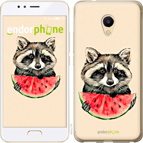 

Чехол на Meizu M5s Енотик с арбузом 4605u-776, Силикон