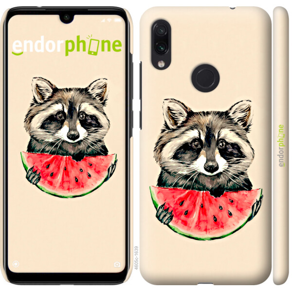 

Чехол на Xiaomi Redmi Note 7 Енотик с арбузом 4605u-1639, Силикон