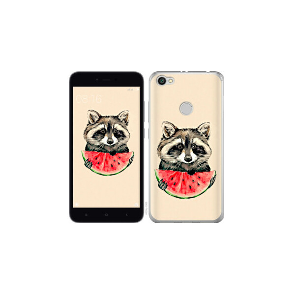 

Чехол на Xiaomi Redmi Note 5A Prime Енотик с арбузом 4605u-1063, Силикон