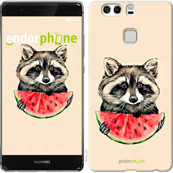 

Чехол на Huawei P9 Plus Енотик с арбузом 4605u-300