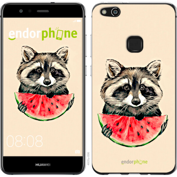 

Чехол на Huawei P10 Lite Енотик с арбузом 4605u-896