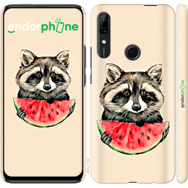

Чехол на Huawei P Smart Z Енотик с арбузом 4605m-1704, Пластик матовый