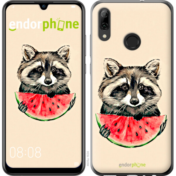 

Чехол на Huawei P Smart 2019 Енотик с арбузом 4605t-1634