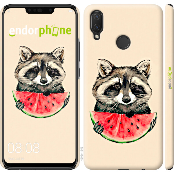 

Чехол на Huawei P Smart Plus Енотик с арбузом 4605u-1555, Силикон