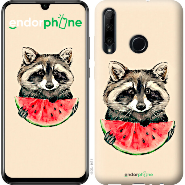 

Чехол на Huawei Honor 10i Енотик с арбузом 4605u-1673