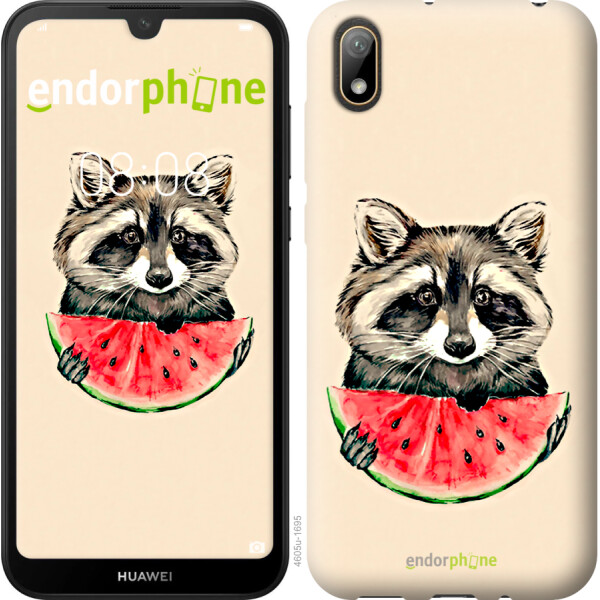 

Чехол на Huawei Y5 2019 Енотик с арбузом 4605u-1695