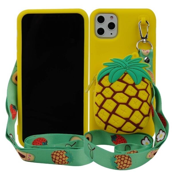

Чехол для Apple iPhone 11 Phenix-Color 3D силиконовый с карманом на шнурке Yellow/Pineapple