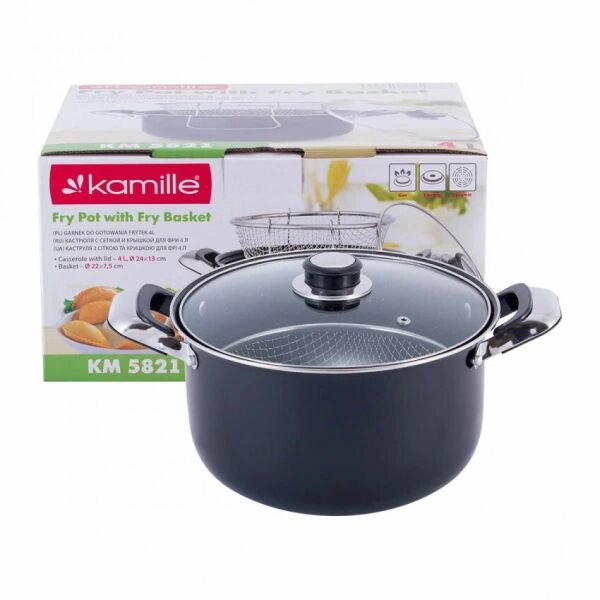 

Кастрюля 4 л с сеткой для фритюра Kamille KM-5821