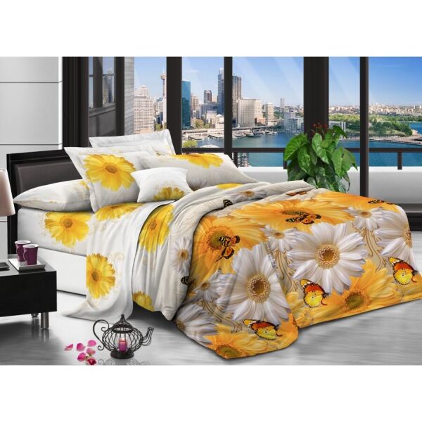 

Комплект Евро постельное белье София 3D (микросатин) - Осенний подсолнух