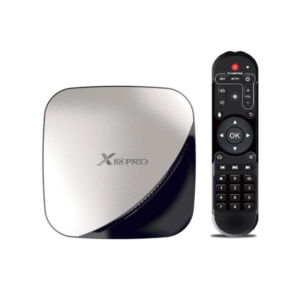

TV приставка Rockchip X88 Pro RK3318, 2GB RAM, 16GB ROM, черная с серебром