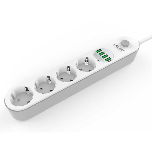 

Удлинитель сетевой Ldnio SE4432, 4USB, 4 розетки, 2 м, белый