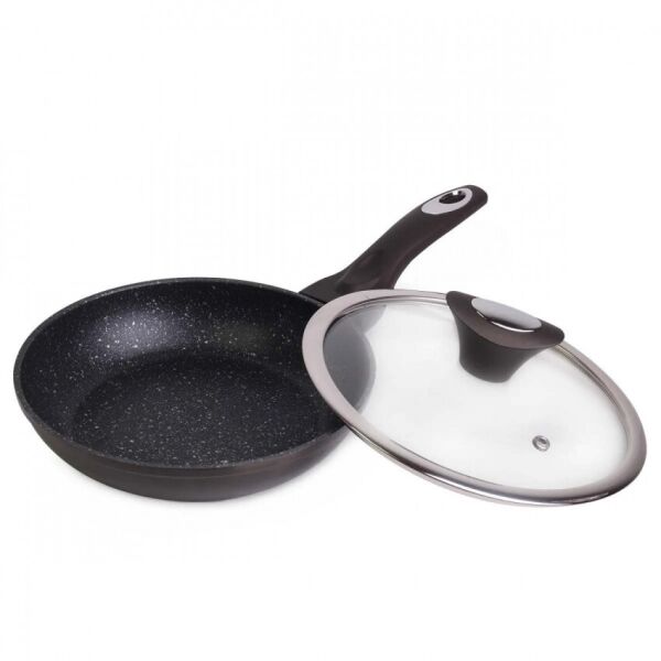 

Сковорода Kamille d-20 см с антипригарным покрытием Black marble из алюминия с крышкой КМ-4100