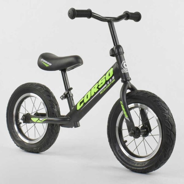 

Велобег детский с надувными колёсами CORSO Black/Green (86911)