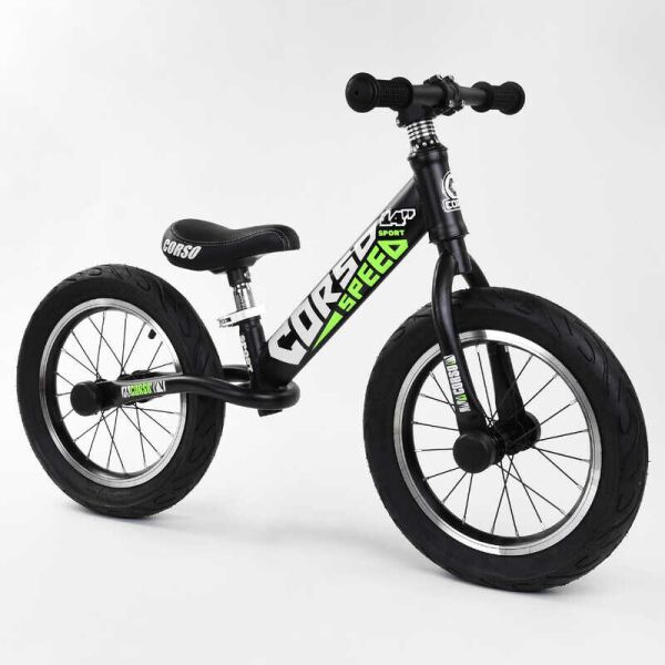 

Велобег детский с надувными колёсами CORSO Black/Green (15322)