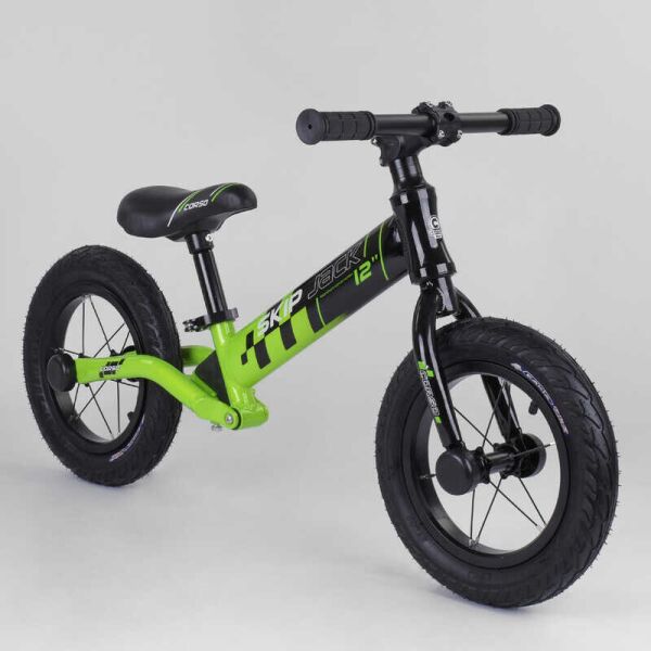

Велобег детский с алюминиевой рамой и амортизатором Corso Skip Jack Black/Green (98683)