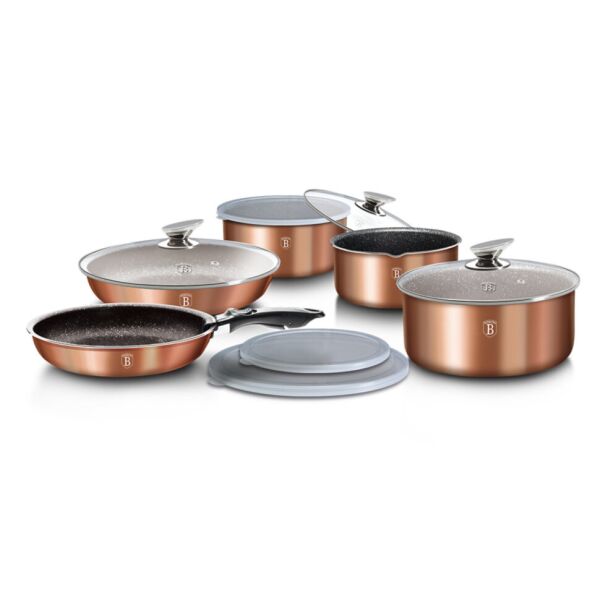 

Набор посуды Berlinger Haus Metallic Line Rose Gold Edition из кованого алюминия с мраморным покрытием 12 предметов (BH-1591) (NP)