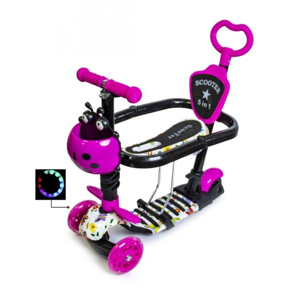 

Самокат деткаий Scooter ''Букашка'' 5 in 1 с защитный бампер + родительская ручка Butterfly (2T1006)