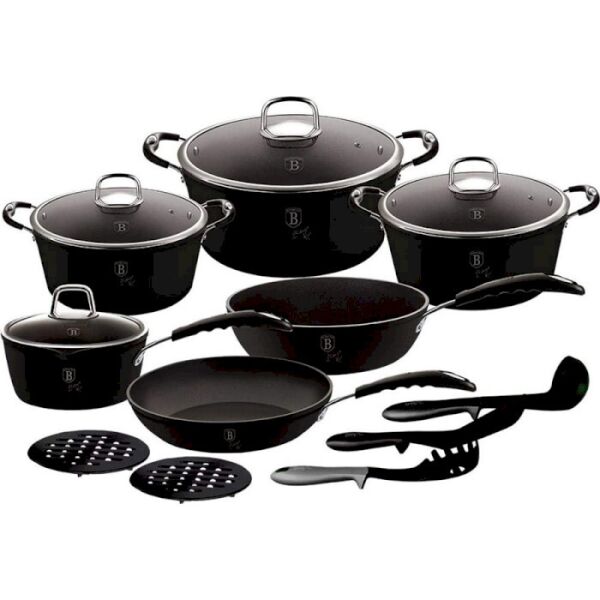 

Набор посуды Berlinger Haus Black Professional Line из кованого алюминия с титановым покрытием 15 предметов (BH-6129) (NP)