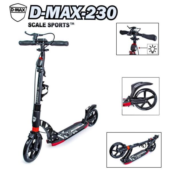 

Двухколесный самокат Scale Sports. D-Max -230. Black. Ручной тормоз!