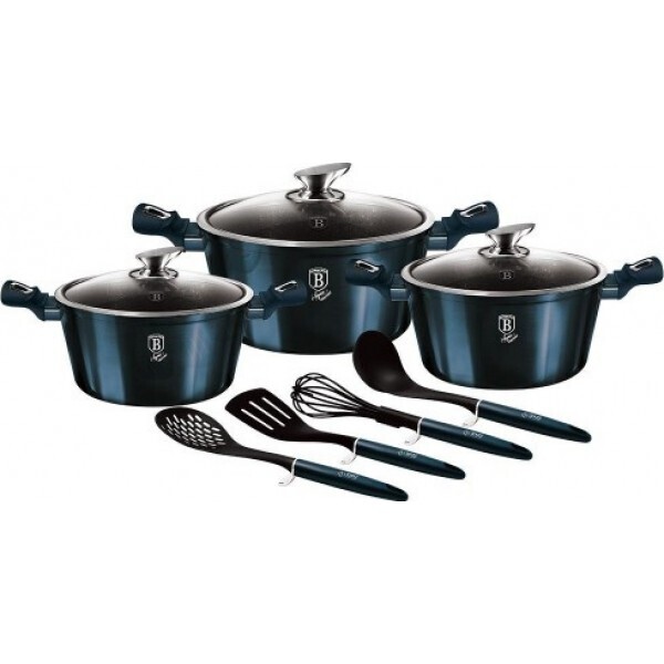 

Набор посуды Berlinger Haus Metallic Line Aquamarine Edition из кованого алюминия с мраморным покрытием 10 предметов (BH-6152) (NP)