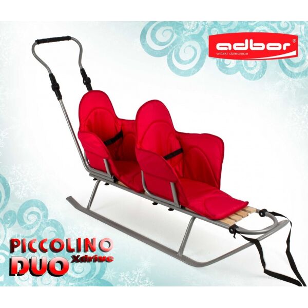 

127 Санки для двойни+Ручка+Матрас(короткий 2шт.) PICCOLINO Xdrive duo (Серый с красным)