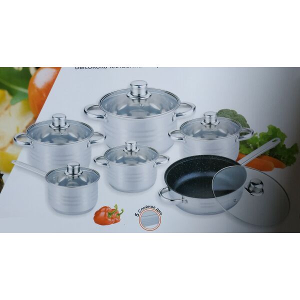 

Набор посуды Benson из нержавеющей стали 12 предметов (BN-290) (NP)