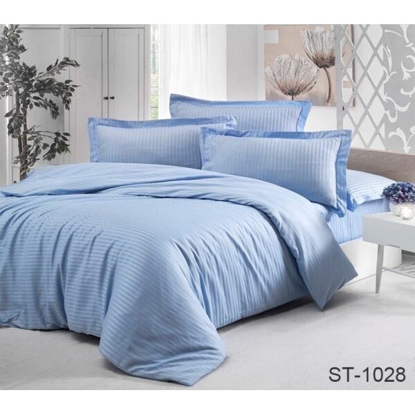 

Комплект постельного белья ТМ TAG страйп-сатин 100% хлопок 2-сп. Голубой LUXURY ST-1028