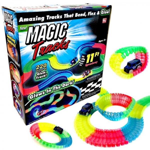 

Гибкая светящаяся гоночная трасса Magic Tracks 220 деталей, игрушечная дорога автотрек Меджик Трек для детей