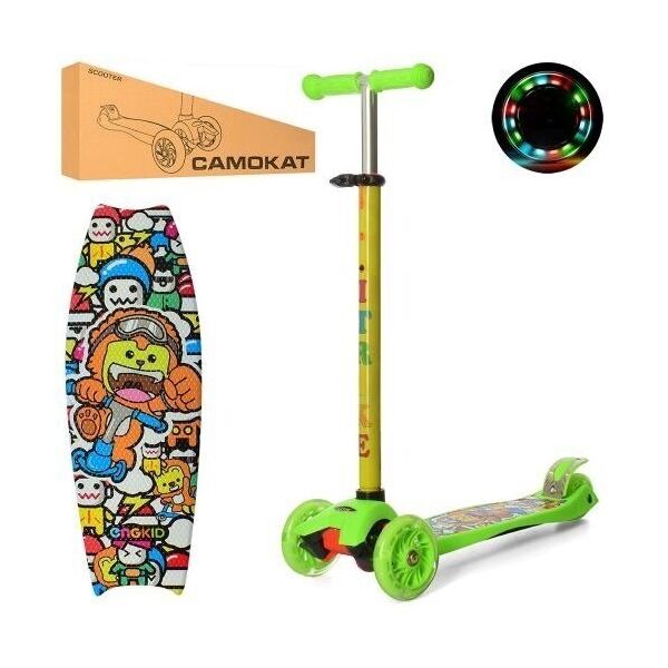 

​Самокат iTrikeJR 3-055-GR MAXI, сталь, пластик, колеса ПУ, светятся, до 85 см