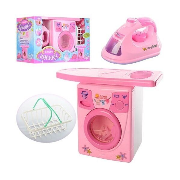 

​Набор Бытовой Техники A-Toys 2028A, утюг, глад.доска, стир.машина, звук, свет, 39-24-16 см