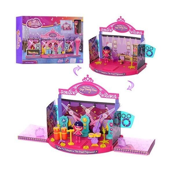 

​Домик A-Toys Сцена 60314 Микрофон, Муз. инструменты, Фигурка 8 см, Свет, 38-26-6,5 см